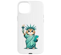 Custodia per iPhone 15 Plus Statua della Libertà a forma di gatto Kawaii I Love New York NYC