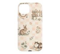 Custodia per iPhone 15 Plus Stivali da cowboy agnello coniglio gatto western fattoria acquerello