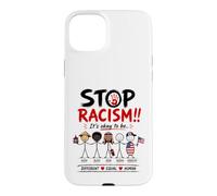 Custodia per iPhone 15 Plus Stop Racism It's Okay to Be Asian Black Arab Normal American
