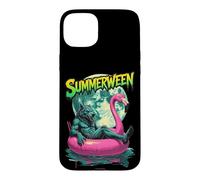 Custodia per iPhone 15 Plus Summerween Werewolf Retro Horror Beach Halloween in estate