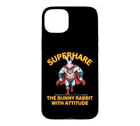 Custodia per iPhone 15 Plus SuperHare - Costume da coniglietto da supereroe