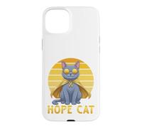 Custodia per iPhone 15 Plus Supporto per il cancro infantile con nastro blu giallo russo Hope Cat