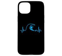 Custodia per iPhone 15 Plus Surfer Heartbeat Surfing Heart Pulse - Tavola da surf Big Wave Fun