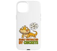 Custodia per iPhone 15 Plus T-shirt divertente con drago barbuto distratto da crickets