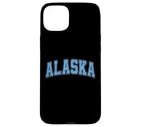 Custodia per iPhone 15 Plus Testo retrò in stile vintage azzurro Alaska