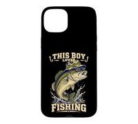 Custodia per iPhone 15 Plus This Boy Loves Fishing Camo Spigola Pesce Divertente