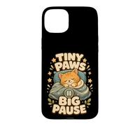 Custodia per iPhone 15 Plus Tiny Paws Big Pause gatto pisolino relax