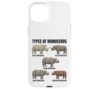 Custodia per iPhone 15 Plus Tipi di specie di rinoceronte Tabella educativa Amante della fauna selvatica