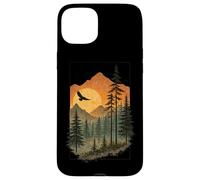 Custodia per iPhone 15 Plus Tramonto Montagne Foresta Campeggio Natura Avventura Campeggio Camper