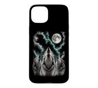 Custodia per iPhone 15 Plus Tre lupi che ululano alla luna Wildlife Wolf Pack Outdoor