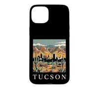 Custodia per iPhone 15 Plus Tucson, Arizona, orizzonte, deserto, montagne, retro, città, arte