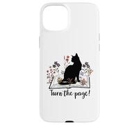Custodia per iPhone 15 Plus Turn the Page Books & Cats Black Cat Women Floral Book Lover