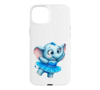 Custodia per iPhone 15 Plus Tutu blu ballerina elefante carino bambino