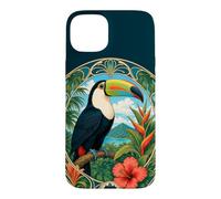 Custodia per iPhone 15 Plus Uccello della giungla Art Nouveau Tucano tropicale