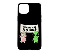 Custodia per iPhone 15 Plus Umani e un virus Alien & Cow Cute Buddies Banner EduEly