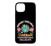 Custodia per iPhone 15 Plus Uninhabitable Hellscape Divertente cambiamento climatico Meme Terra