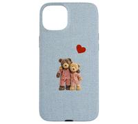 Custodia per iPhone 15 Plus Valentine Vintage Cute Teddy Bear Denim Nostalgico Minimal