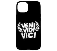 Custodia per iPhone 15 Plus Veni Vidi Vici Il vincitore del testo latino prende tutto