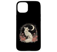 Custodia per iPhone 15 Plus Vintage Cottagecore Volpe Floreale Luna Mezzaluna