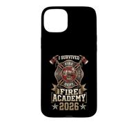 Custodia per iPhone 15 Plus Vintage I Survived Fire Academy 2026 Firefighter