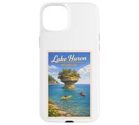 Custodia per iPhone 15 Plus Vintage Lago Huron Rapa Roccia Michigan MI Arte Grandi Laghi