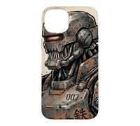 Custodia per iPhone 15 Plus Vintage Mecha Robot Giapponese Kanji Oni Anime Art