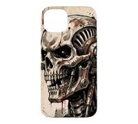 Custodia per iPhone 15 Plus Vintage Mecha Robot Teschio Giapponese Kanji Oni Anime Art