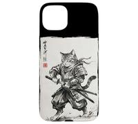 Custodia per iPhone 15 Plus Vintage Samurai Cat Japanese Sumi-e Ink Feline Arti Marziali