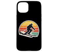 Custodia per iPhone 15 Plus Vintage Tramonto Sciatore Silhouette Retro Sci Amante Arte