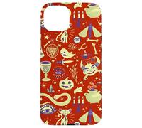 Custodia per iPhone 15 Plus Vintage Witchy Halloween Pattern Boho Spooky Tarocchi Design
