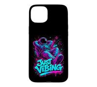 Custodia per iPhone 15 Plus Viola e Teal Astronaut Just Vibing Graphic per gli uomini