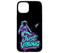 Custodia per iPhone 15 Plus Viola e Teal Astronaut Just Vibing Graphic per gli uomini