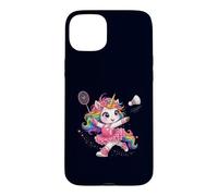 Custodia per iPhone 15 Plus Volano da badminton unicorno arcobaleno Kawaii ragazze