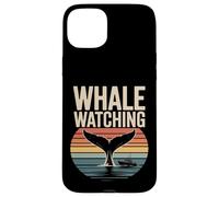Custodia per iPhone 15 Plus Whale Watching Retro Oceano Tramonto Barca Scena