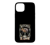 Custodia per iPhone 15 Plus Witches Be Sippin Witch, cocktail retrò per Halloween