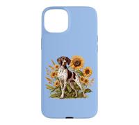 Custodia per iPhone 15 Plus Womens Girls Flowers Hunting Dog German Shorthaired Pointer
