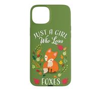 Custodia per iPhone 15 Plus Womens Kids Fall Leaves Boho Just A Girl Who Loves Foxes