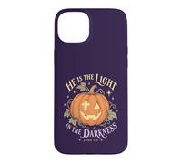 Custodia per iPhone 15 Plus Zucca cristiana Halloween Bibbia Versi Giovanni 1 5