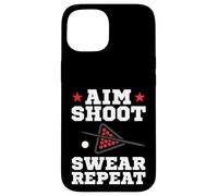 Custodia per iPhone 15 Pool Playing Aim Shoot Swear Repeat Pool Playing Billiards