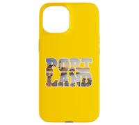 Custodia per iPhone 15 Portland, faro, capo, elisabetta, dentro, vendemmia, tipografia