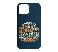Custodia per iPhone 15 Powered By Coffee & Compost Funny Gardener