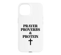 Custodia per iPhone 15 Prayer Warrior Proverbs & Protein Shakes Jesus Weights Faith