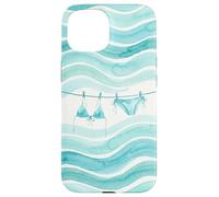 Custodia per iPhone 15 Preppy Bikini Estate Costiera Onde Acquerello Spiaggia Vibes