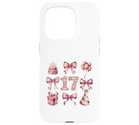 Custodia per iPhone 15 Pro 17° Compleanno Ragazza Coquette Fiocchi Rosa Diciassette Anni