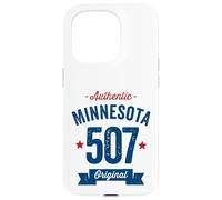 Custodia per iPhone 15 Pro 507 Minnesota Codice Area Distressed Autentico Blu Testo