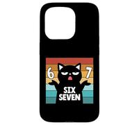 Custodia per iPhone 15 Pro 67 Maglietta meme Cat 6 7 Gesto della mano Adolescenti Slang Six Seven