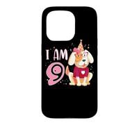 Custodia per iPhone 15 Pro 9 ° compleanno ragazza cane cuccioli bambini io sono 9