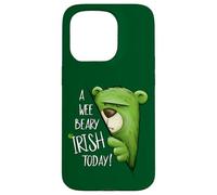 Custodia per iPhone 15 Pro A Wee Beary Irish Pun dell'orso verde San Patrizio