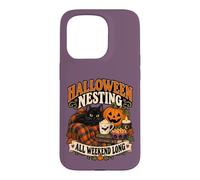 Custodia per iPhone 15 Pro Accogliente weekend casalingo con zucca di Halloween
