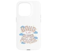 Custodia per iPhone 15 Pro ADHD è il mio super, potere retrò arcobaleno nuvola grafica